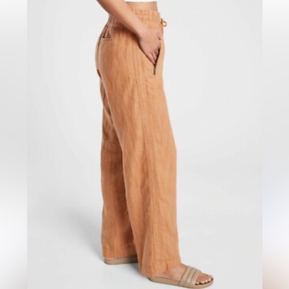 Athleta Cabo Linen Textured Wide Leg Pants Bottoms Sz 4 Casual Resortwear - Picture 8 of 10